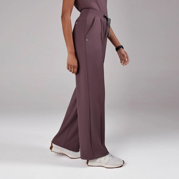 Figs High Waisted Salina FORMx Wide Leg Scrub Pants in Plum, Size Small - Picture 4 of 10